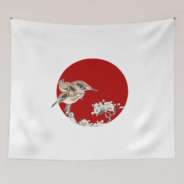 Item preview, Japanese Flag - Meadow Bunting and Pear Flower designed and sold by weavernap.