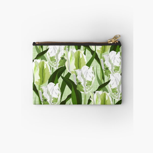 Item preview, Large white / green parrot tulips on linen texture designed and sold by kobyakov.