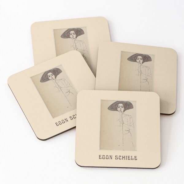 Item preview, Egon Schiele Fine Art Portrait of a Woman (1910) with Schiele's Name in Brown designed and sold by kierkegaard.