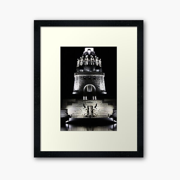 Völkerschlachtdenkmal in black night Framed Art Print