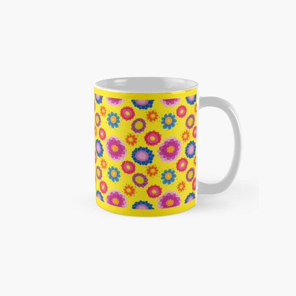 Yellow Floral Pattern Classic Mug