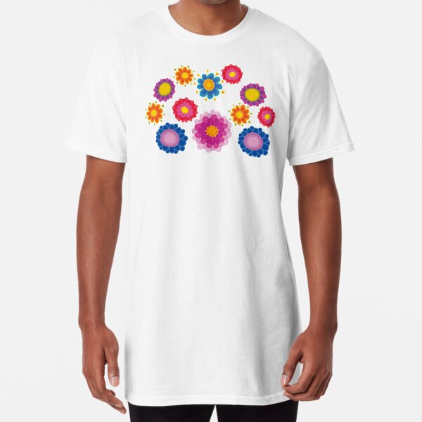 Yellow Floral Pattern Long T-Shirt