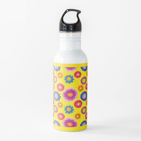 Yellow Floral Pattern Water Bottle