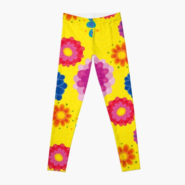 Yellow Floral Pattern Leggings