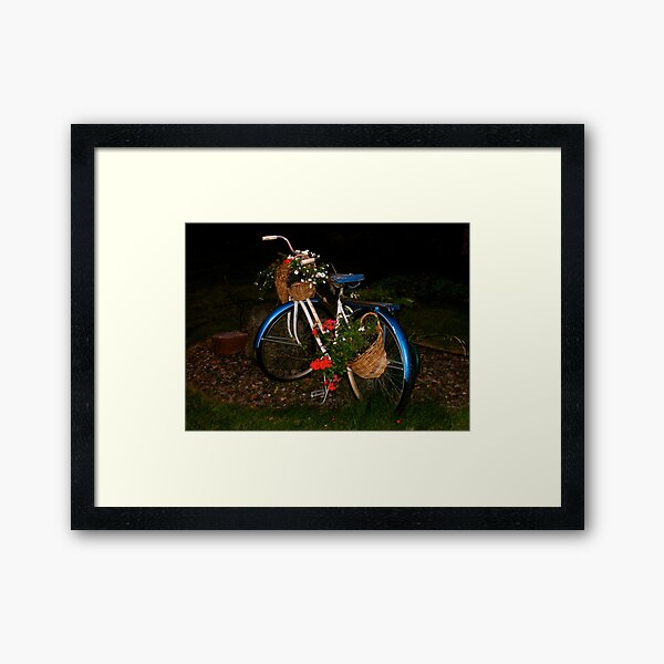 Antique Bike with Flowers Framed Art Print
