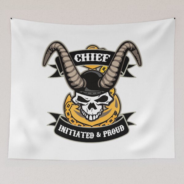 Item preview, Navy Chief - Initiated and Proud with Skull, Old Goat Horns and Anchor designed and sold by hobrath.