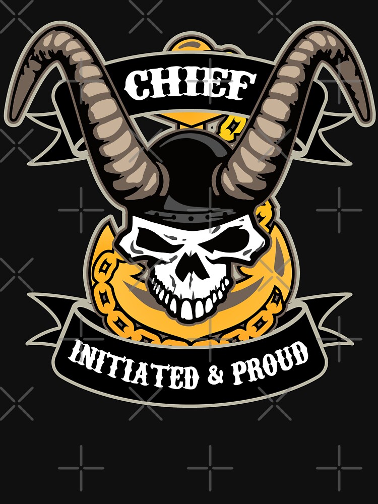 Navy Chief - Initiated and Proud with Skull, Old Goat Horns and Anchor by hobrath