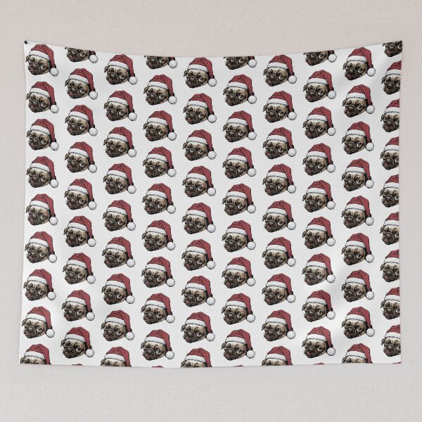 Item preview, Cute Christmas Santa Hat Pug designed and sold by MudgeStudios.