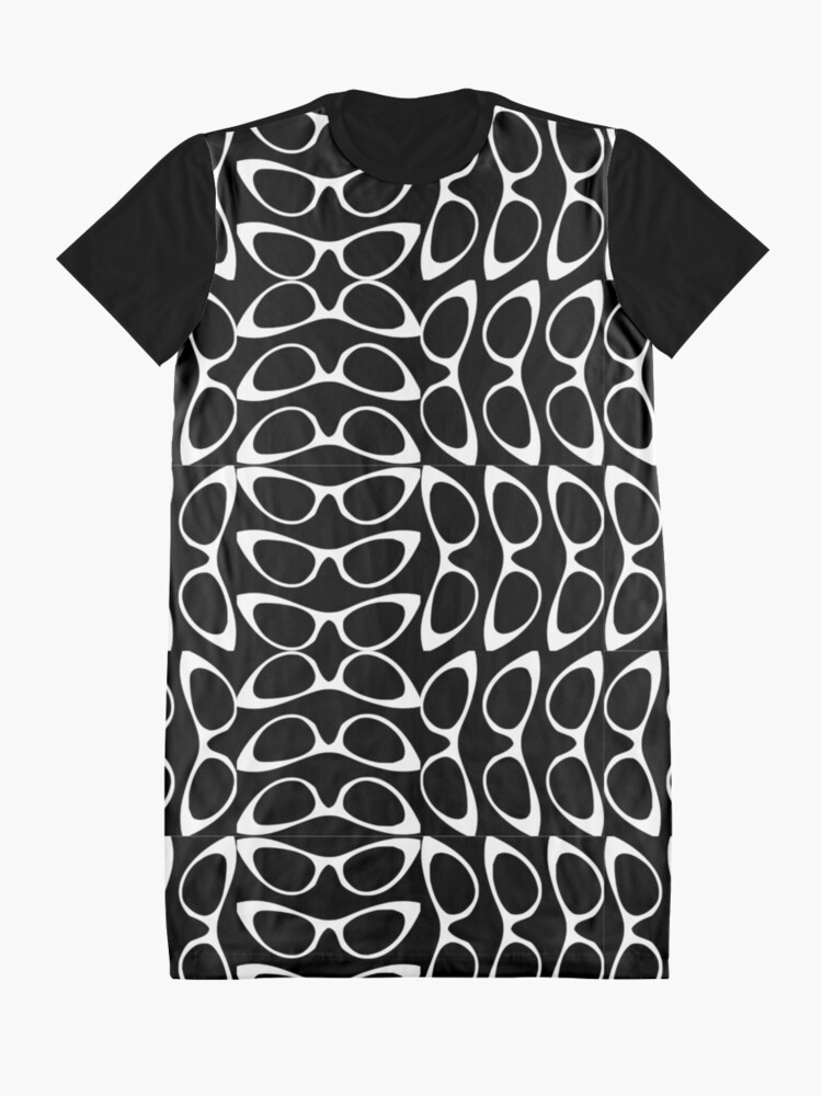 Alternate view of Crazy Sassy Cool Cat Eyes Black & White Graphic T-Shirt Dress