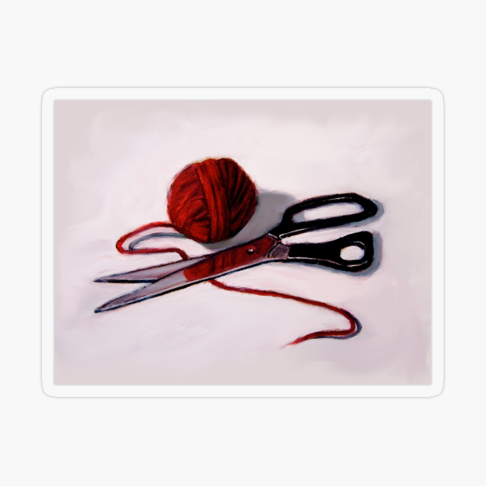 Red Tan Yarn Scissors Yarn Layout Stock Photo 1492828274