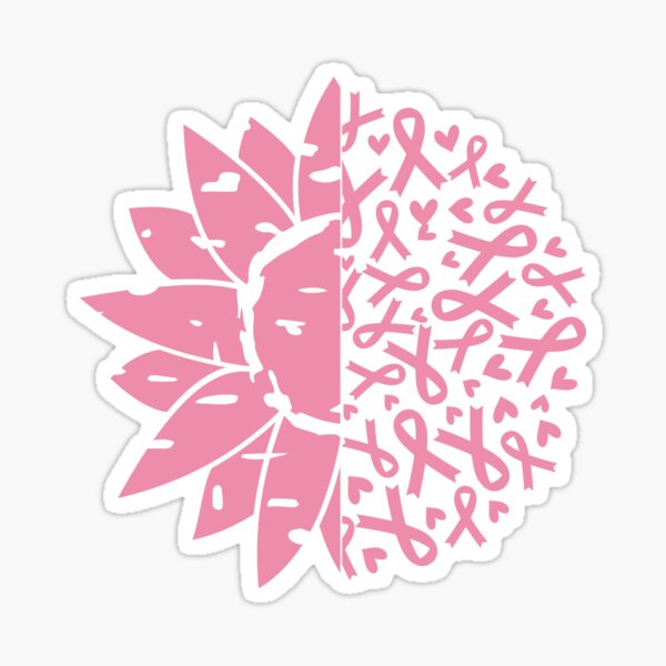 Download Split Sunflower Breast Cancer Awareness Ribbon Mandala Sticker By Ctstudio Redbubble