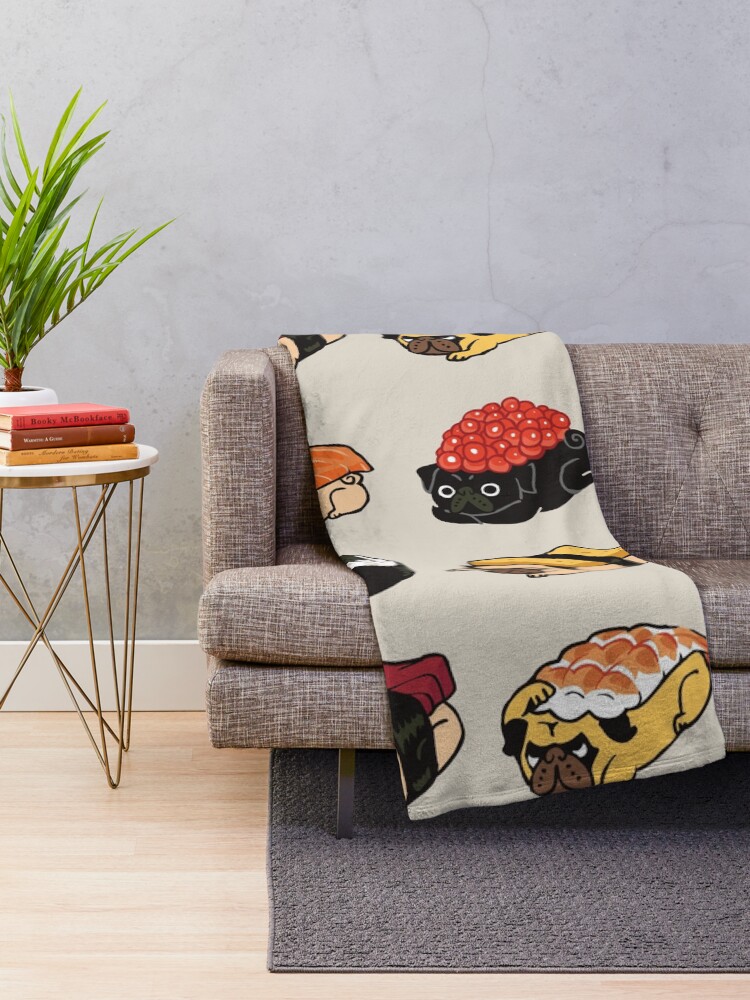 Alternate view of Sushi Pug Throw Blanket