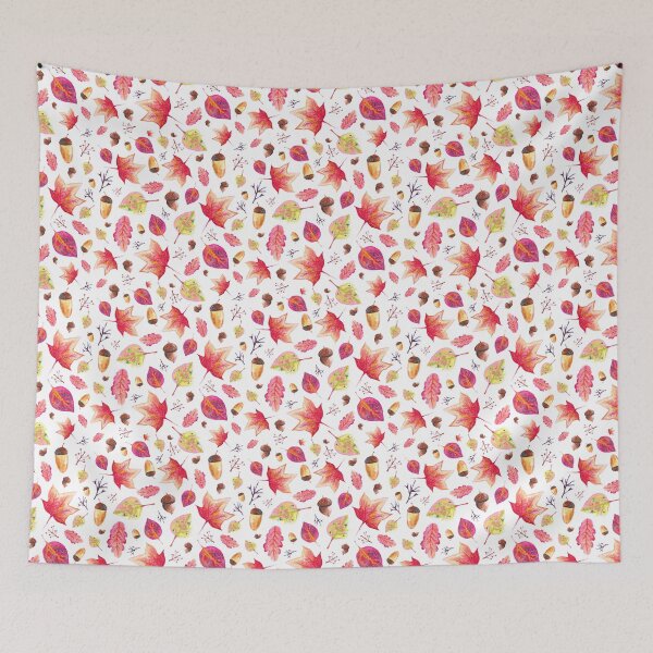 Item preview, Hand Painted Botanical Watercolor Autumn Pattern On White designed and sold by Negin Mf Designs.