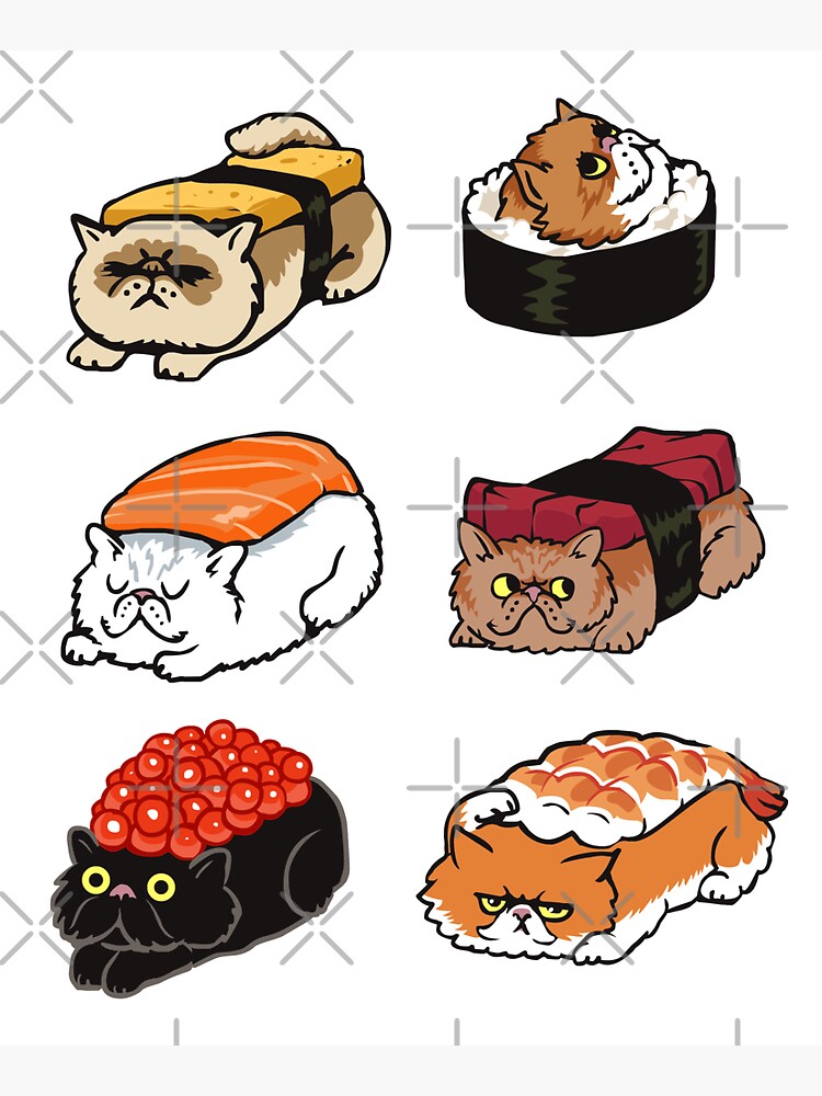 Artwork view, Sushi Persian Cat designed and sold by Huebucket