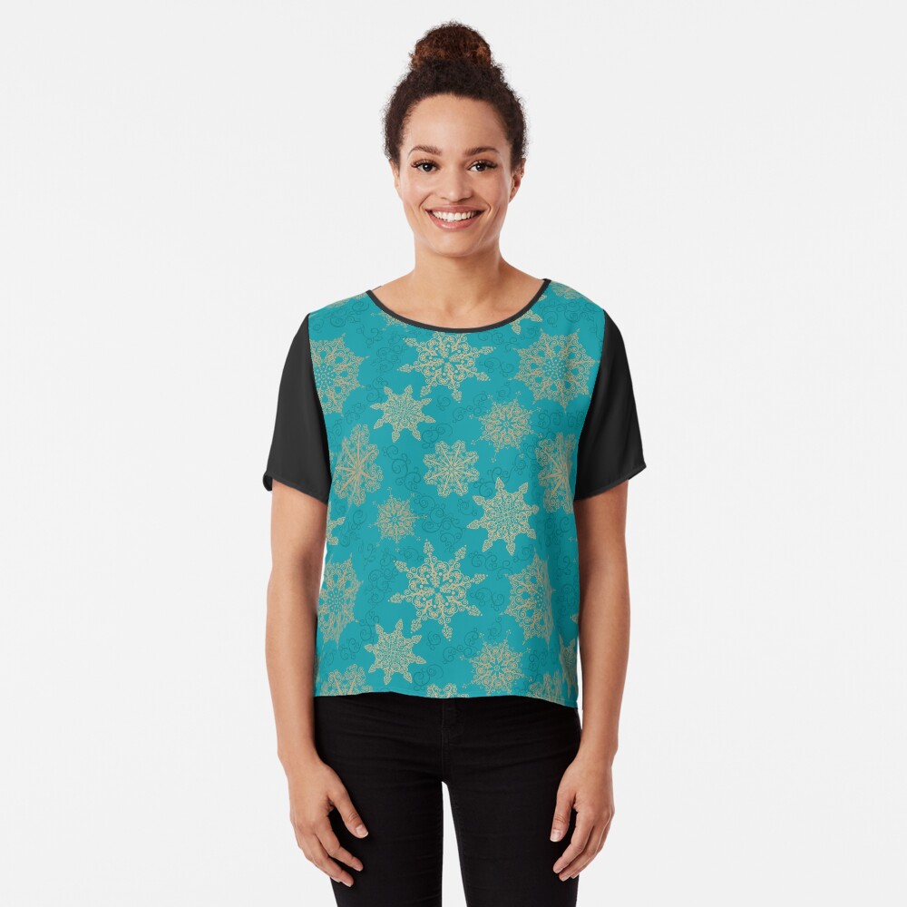 Golden Snowflakes Chiffon Top