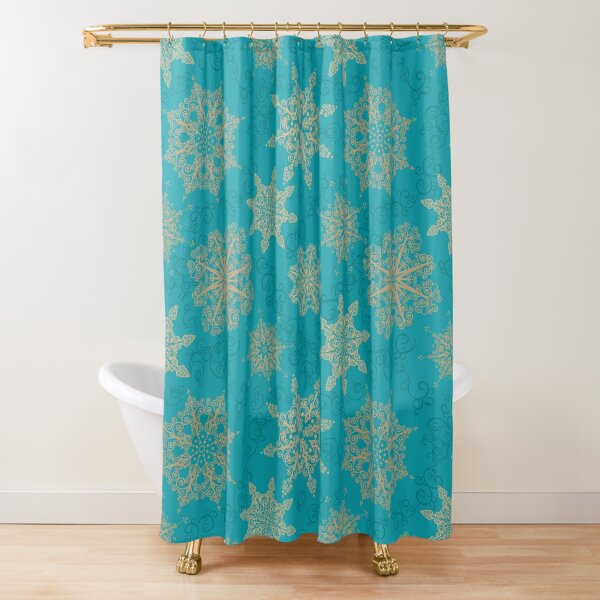 Golden Snowflakes Shower Curtain