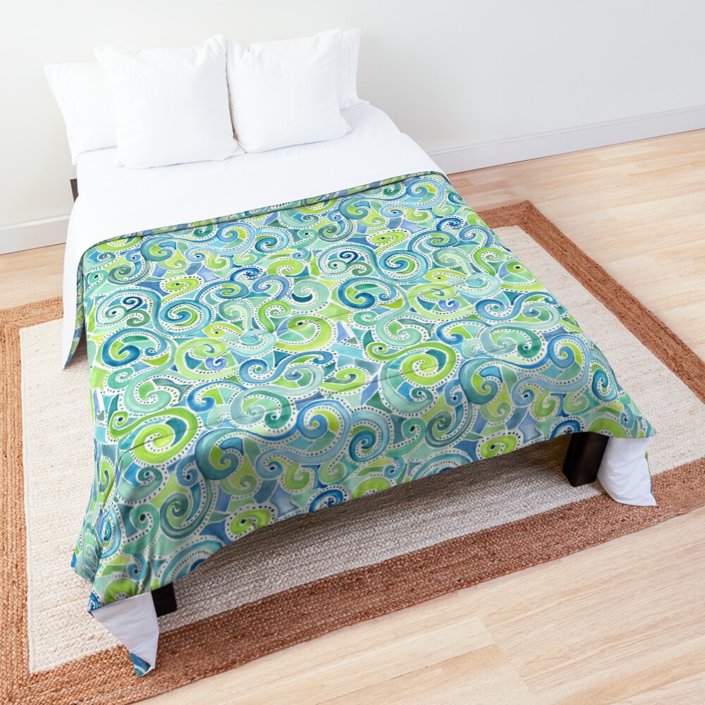 Swirly Spiral Watercolor Comforter