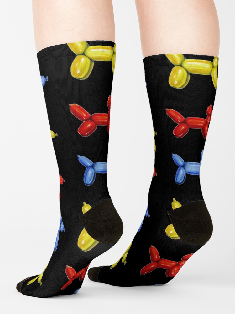 Alternate view of Balloon Dogs, Black Background Socks