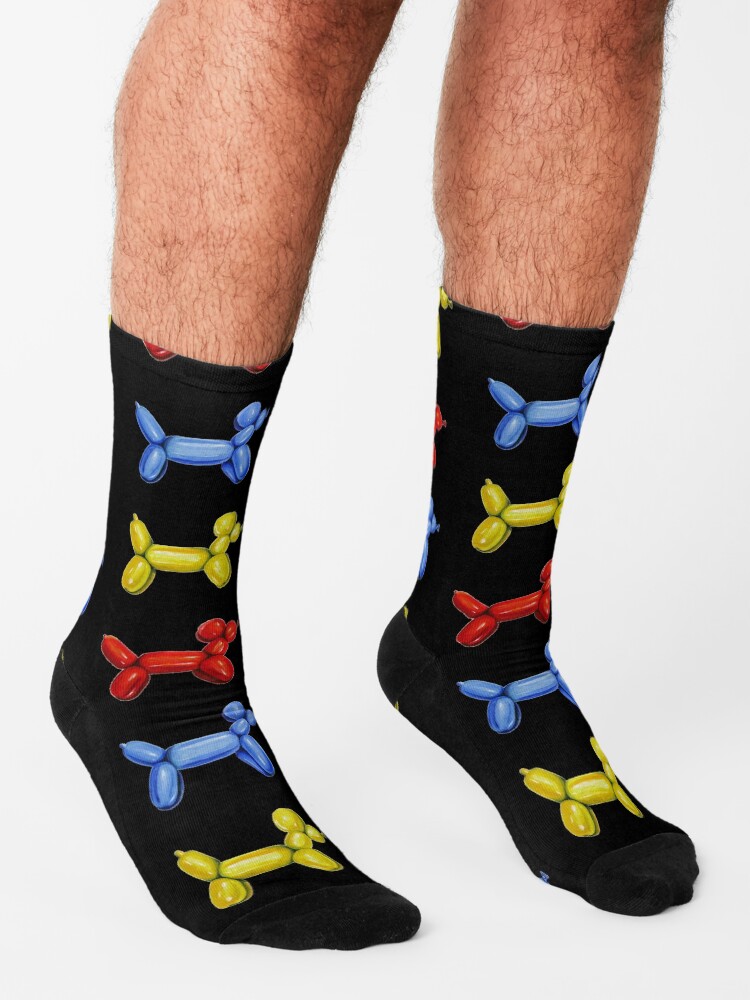 Alternate view of Balloon Dogs, Black Background Socks