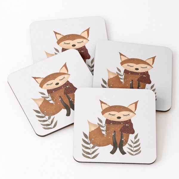 Item preview, Winter Fox with Neck Scarf in the Snow | Arctic Fox designed and sold by Lavender Mint Graphics.