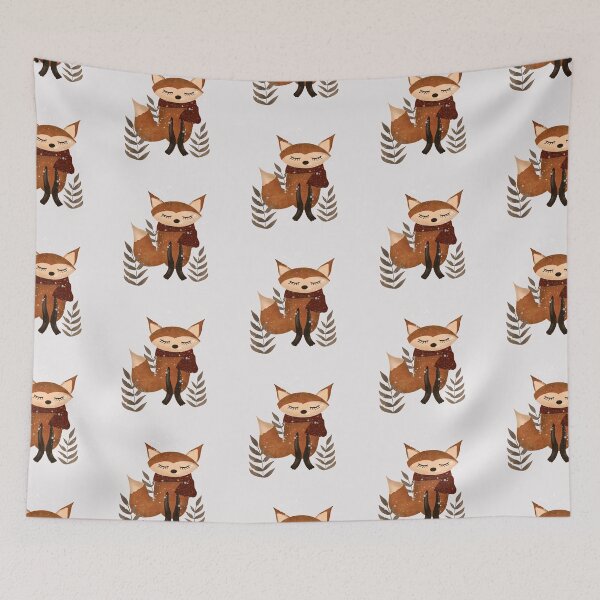Item preview, Winter Fox with Neck Scarf in the Snow | Arctic Fox designed and sold by Lavender Mint Graphics.
