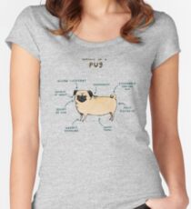 Anatomie eines Mops Tailliertes Rundhals-Shirt