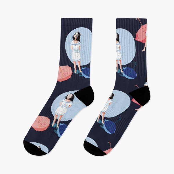Item preview, Fun in the rain. Girl with colorful umbrellas. Live the moment. Fits well with children's rooms. designed and sold by Anna Dianda.