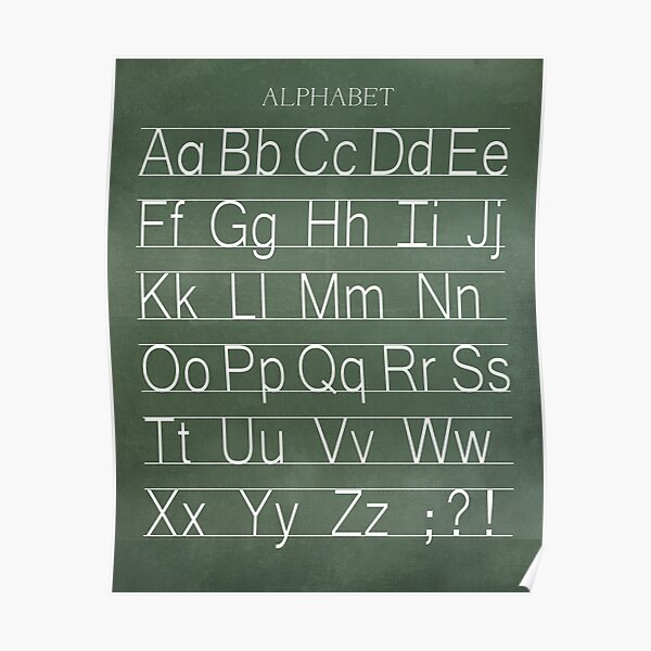 Vintage Alphabet Chalkboard Poster - Manuscript Poster