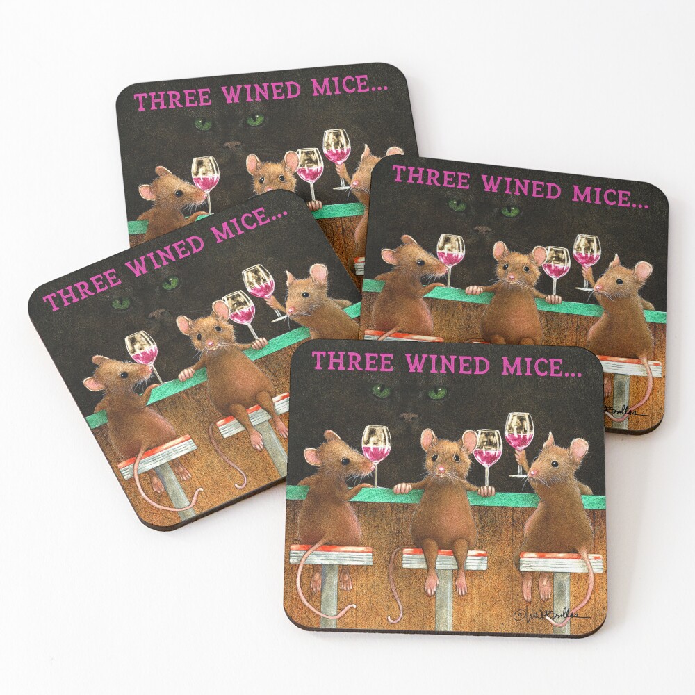 Will Bullas / coasters / three wined mice... / animals Coasters (Set of 4)