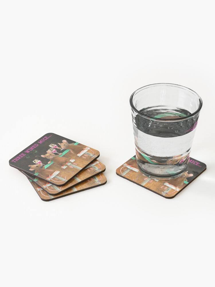Alternate view of Will Bullas / coasters / three wined mice... / animals Coasters (Set of 4)