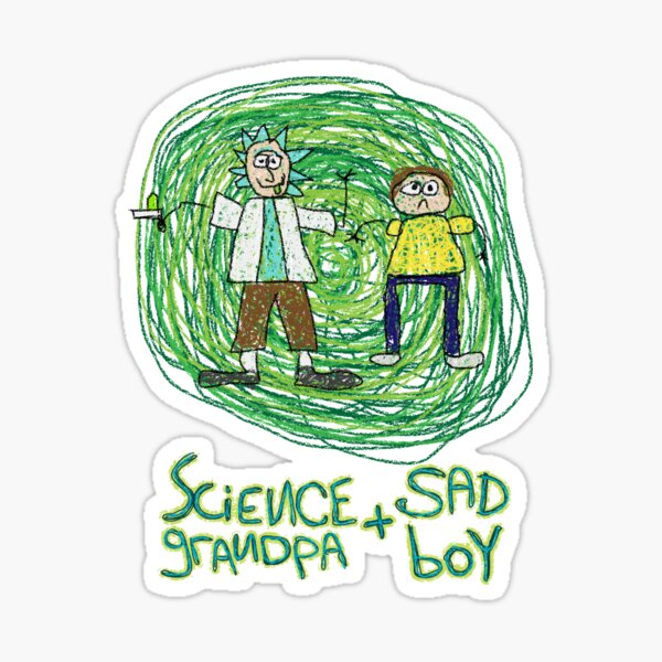 Science Grandpa and Sad Boy Sticker