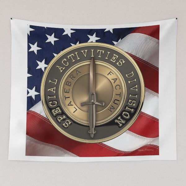 Item preview, CIA Special Activities Division - SAD Emblem over American Flag designed and sold by Serge Averbukh Art Studio.