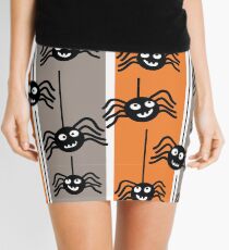 Halloween Spiders Dangling orange and gray Mini Skirt