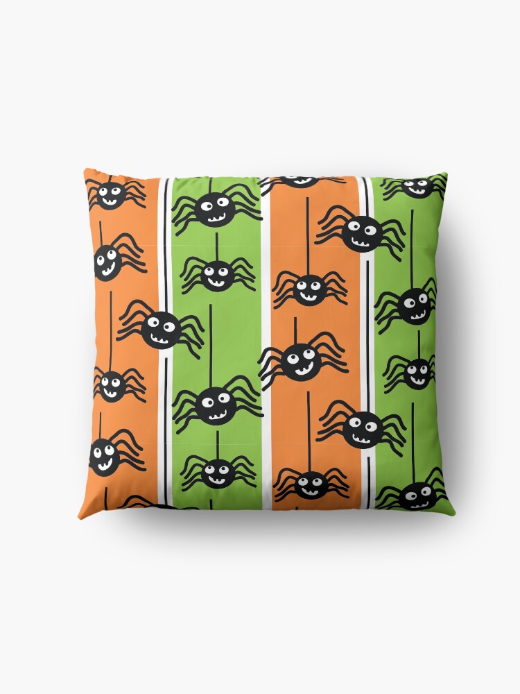 Alternate view of Halloween Spiders Dangling Orange and Green Floor Pillow