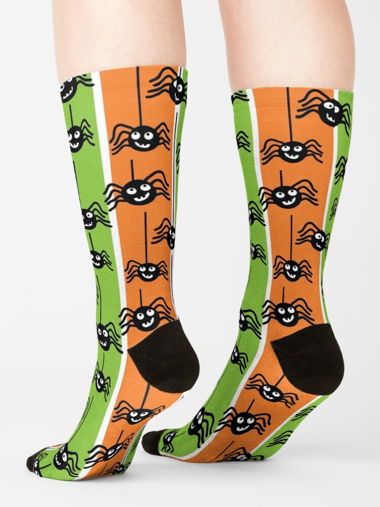Alternate view of Halloween Spiders Dangling Orange and Green Socks