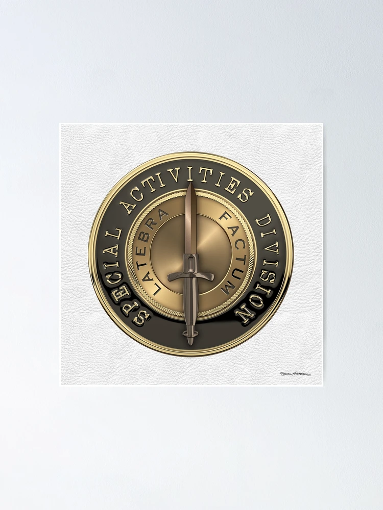 CIA Special Activities Division - SAD Emblem over White Leather
