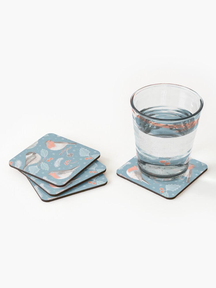 Alternate view of Winter Birds (with stickers) Coasters (Set of 4)