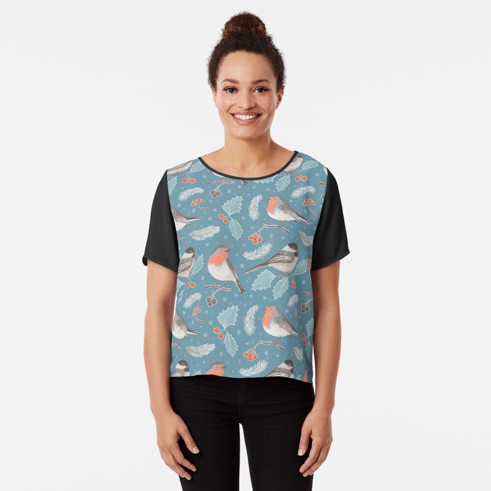 Winter Birds (with stickers) Chiffon Top