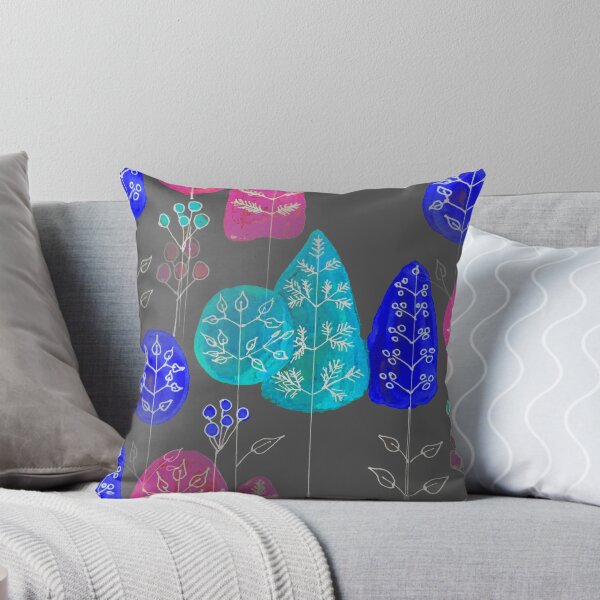 Item preview, Fanciful Woods Blue Pink Aqua on Gray designed and sold by 13Moons.
