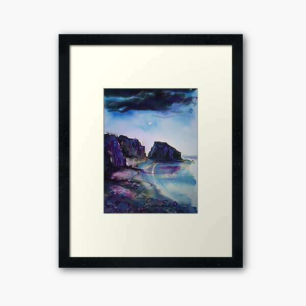 'Port du Moulin by Moonlight, Isle of Sark' Framed Art Print