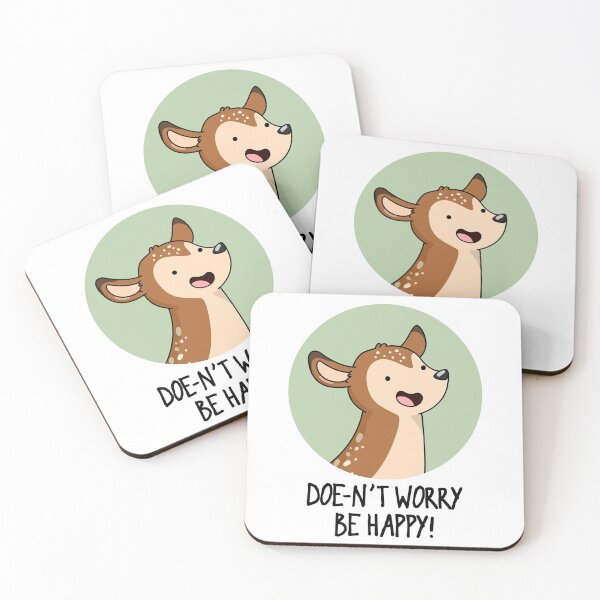 Item preview, Doe-nt Worry Be Happy Funny Deer Puns  designed and sold by punnybone.