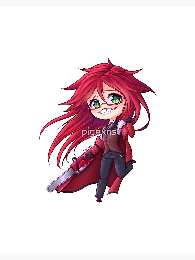 grell sutcliff black butler chibi art board print by pigexns redbubble redbubble