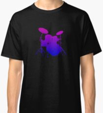 DRUMMER Design With Drum Kit Silhouette Pink Drums Drumming Graphic by DrumJunkie Classic T-Shirt