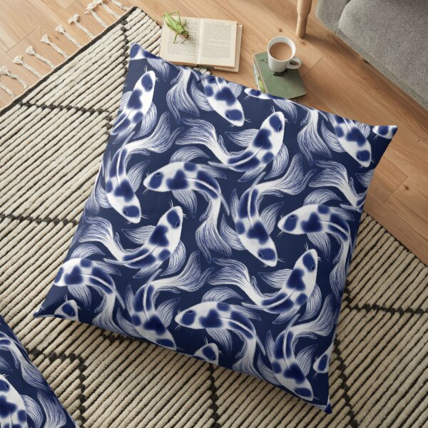 Shibori Koi Fish Floor Pillow