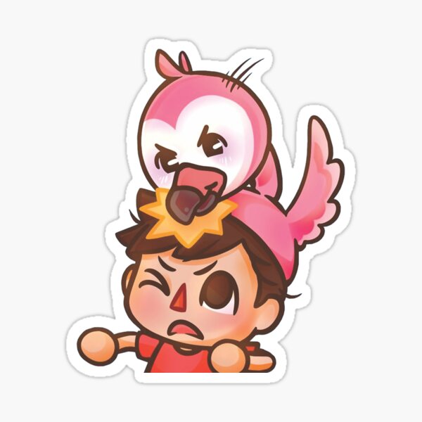Flamingo Youtube Stickers Redbubble - roblox adventure meeting denis daily youtube
