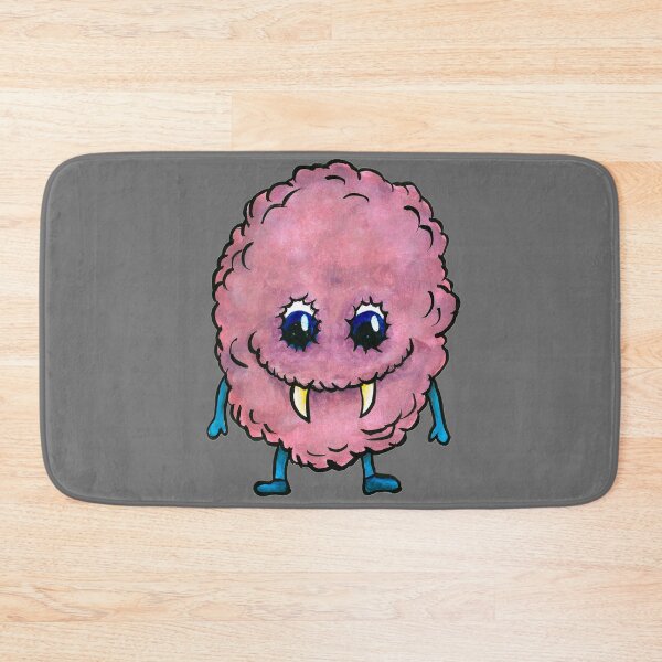 Item preview, Fanged, pink fluff ball monster designed and sold by LeighsDesigns.