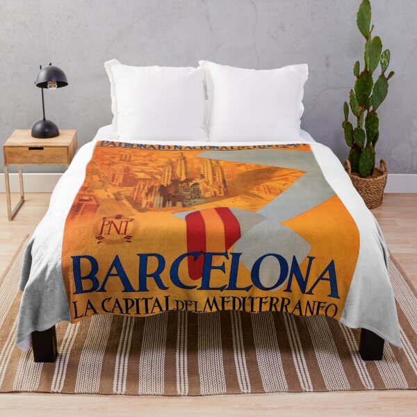 Aperçu de l'œuvre Affiche de voyage dans la capitale méditerranéenne des années 1930 à Barcelone créée et vendue par retrographics.