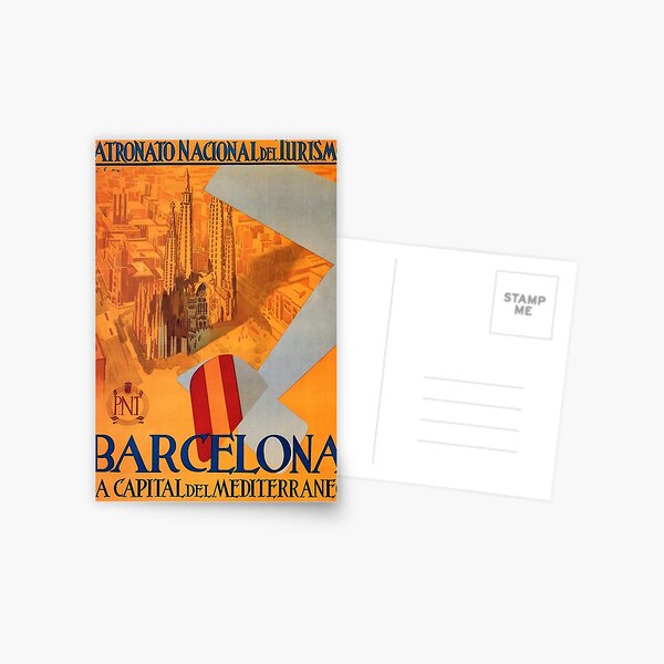 Item preview, 1930s Barcelona Mediterranean Capital Travel Poster designed and sold by retrographics.