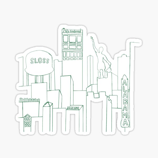 Birmingham Skyline Sketch Sticker