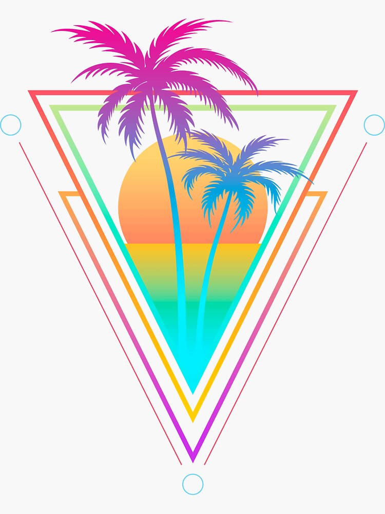 Sunset 80s Palm Tree Art - 80s Fashion - Sticker